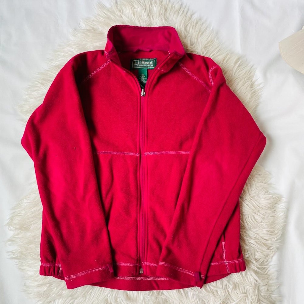 L.L. Bean Kids Hot Pink Full Zip Pocket Fleece Winter Jacket Large‎ 14/16